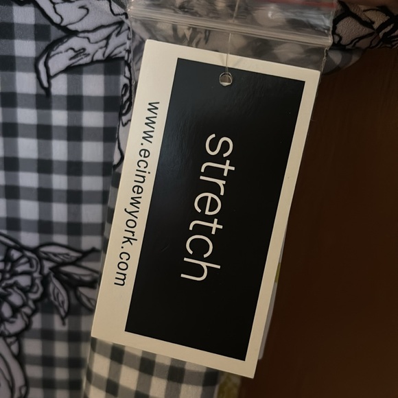 Wesleerose ECI New York Checkered Floral Long Sleeve Sheath Dress Size 14 NWT - Picture 3 of 6